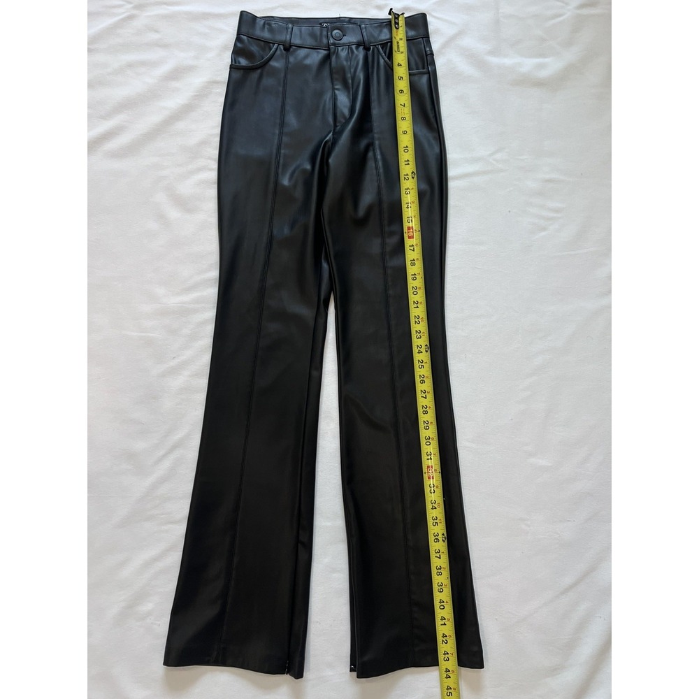 Zara Women's Black Faux Leather High Waisted Ankle Zip Pants Size Small - Picture 8 of 8